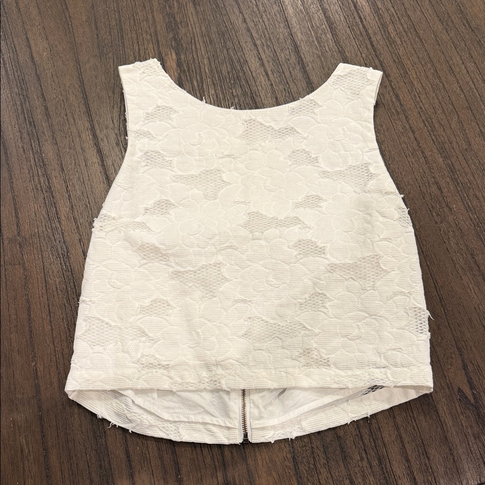 Forever 21 White Floral Lace Crop Top